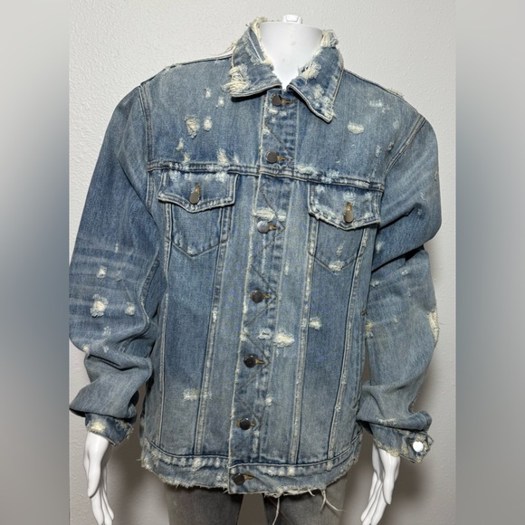 EUC Amiri Swarovski Palm Tree Trucker Denim Jacket - Picture 2 of 15